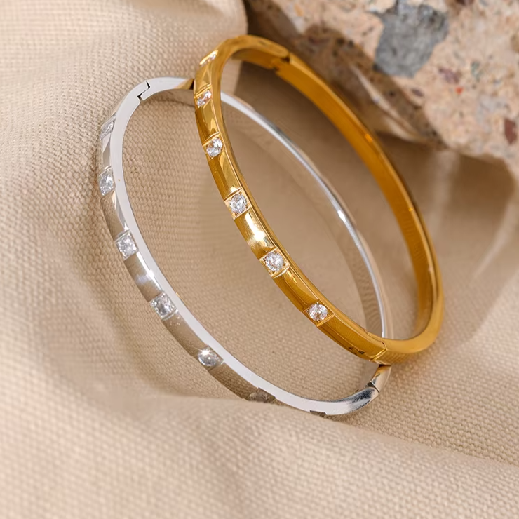 18K Gold Plated Cubic Stone Bracelet