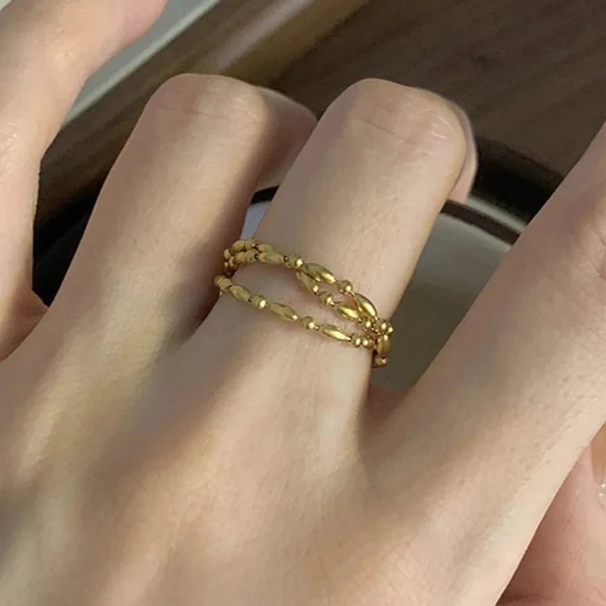 18k Gold Plated Adjustable Multilayer Chain Ring