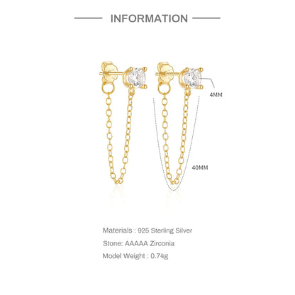 Tassel Chain Zircon Drop Earrings