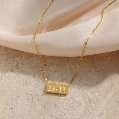 11:11 Rectangle Pendant Plate Necklace