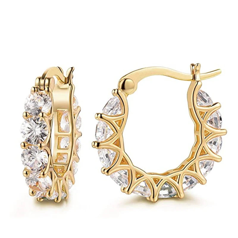 Full Paved Crystal Zirconia Hoop Earrings