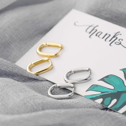 Oval Dainty Hoop Earrings