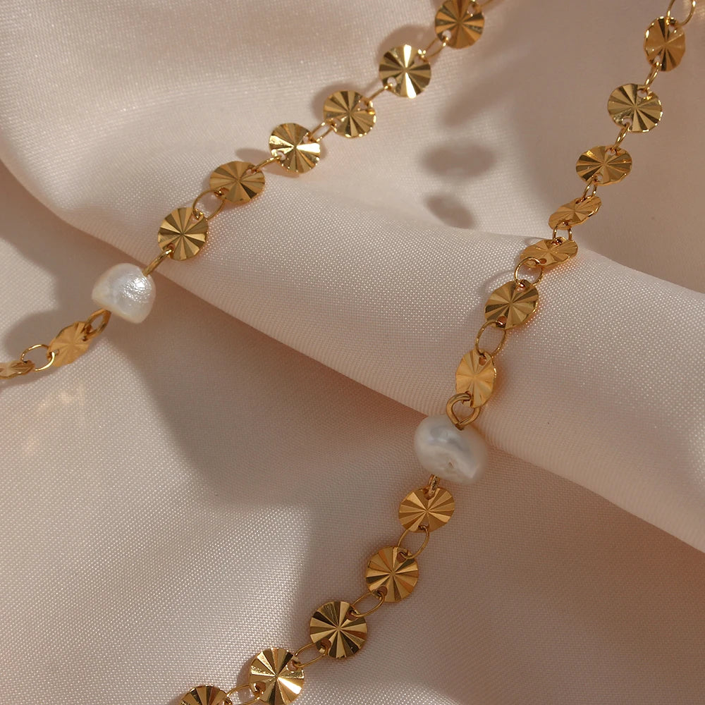 Freshwater Pearl Flower Sequins Choker Necklace