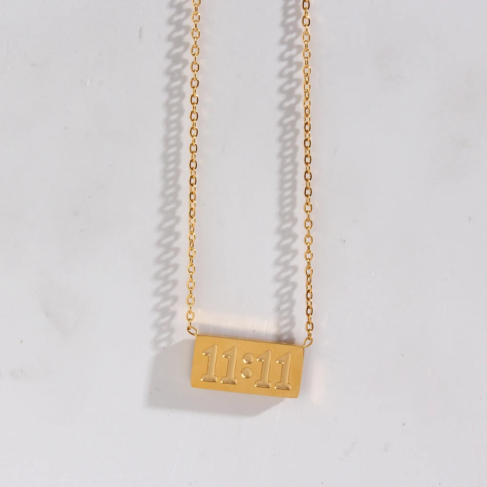 11:11 Rectangle Pendant Plate Necklace