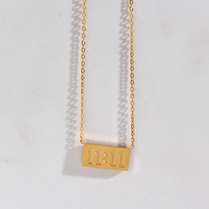 11:11 Rectangle Pendant Plate Necklace