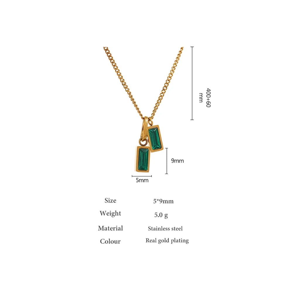 Green Pendant Fine Chain Necklace