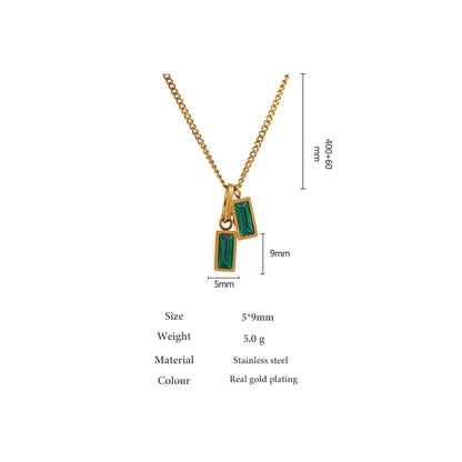 Green Pendant Fine Chain Necklace