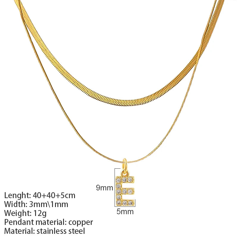 Multilayer Letter Initial Necklace