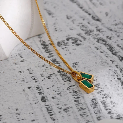 Green Pendant Fine Chain Necklace