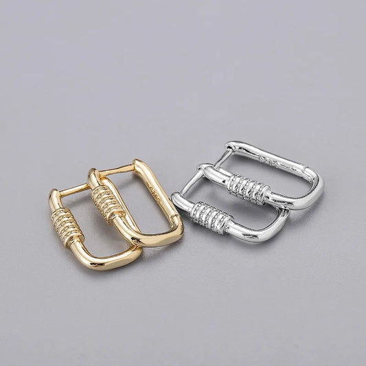 Geometric Oval Hoop Earrings