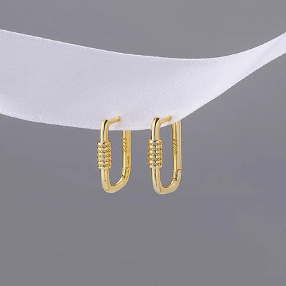 Geometric Oval Hoop Earrings