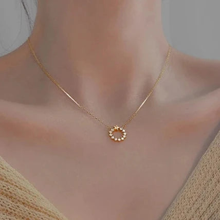 Hollow Circle Zirconia Necklace