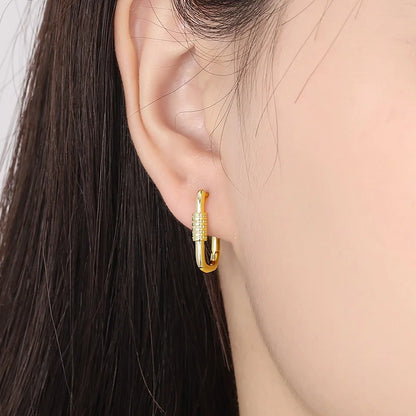 Geometric Oval Hoop Earrings