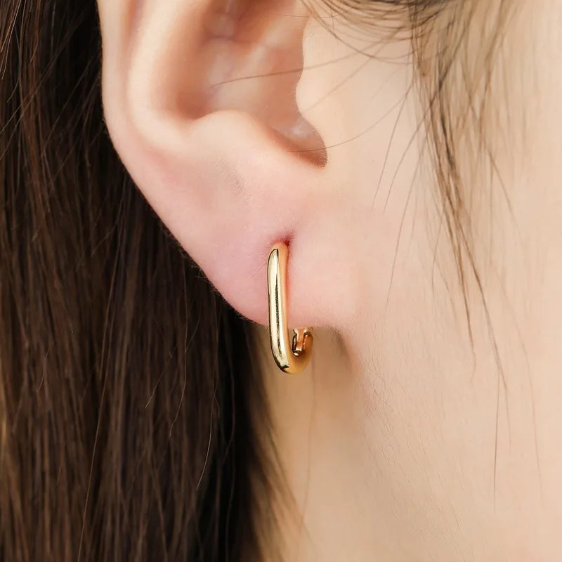 Oval Dainty Hoop Earrings