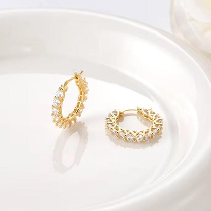 Full Paved Crystal Zirconia Hoop Earrings