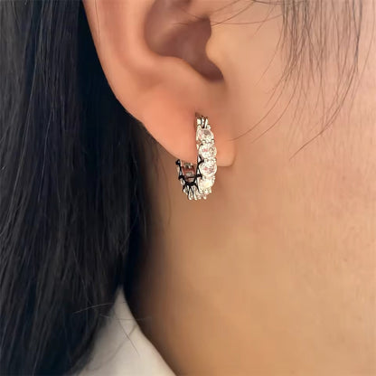 Full Paved Crystal Zirconia Hoop Earrings