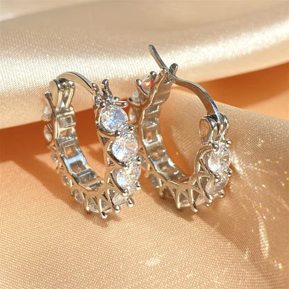 Full Paved Crystal Zirconia Hoop Earrings