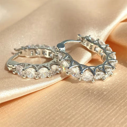 Full Paved Crystal Zirconia Hoop Earrings