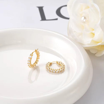 Full Paved Crystal Zirconia Hoop Earrings