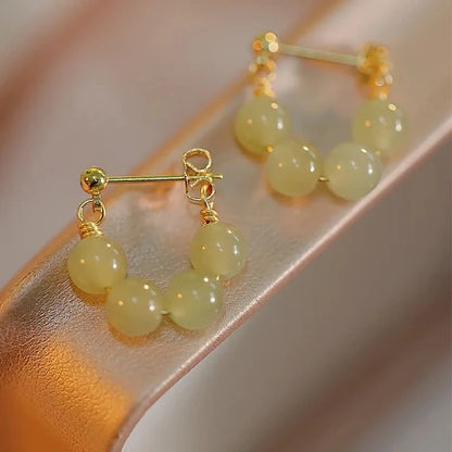 Stone Beaded Hoop Earrings