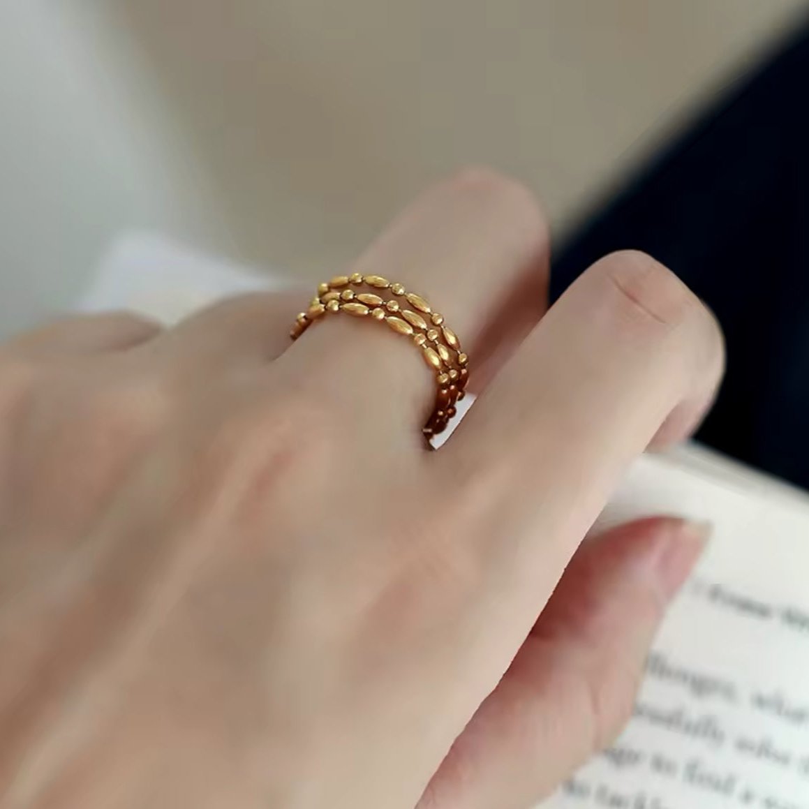 Fine Multilayer Chain Adjustable Ring