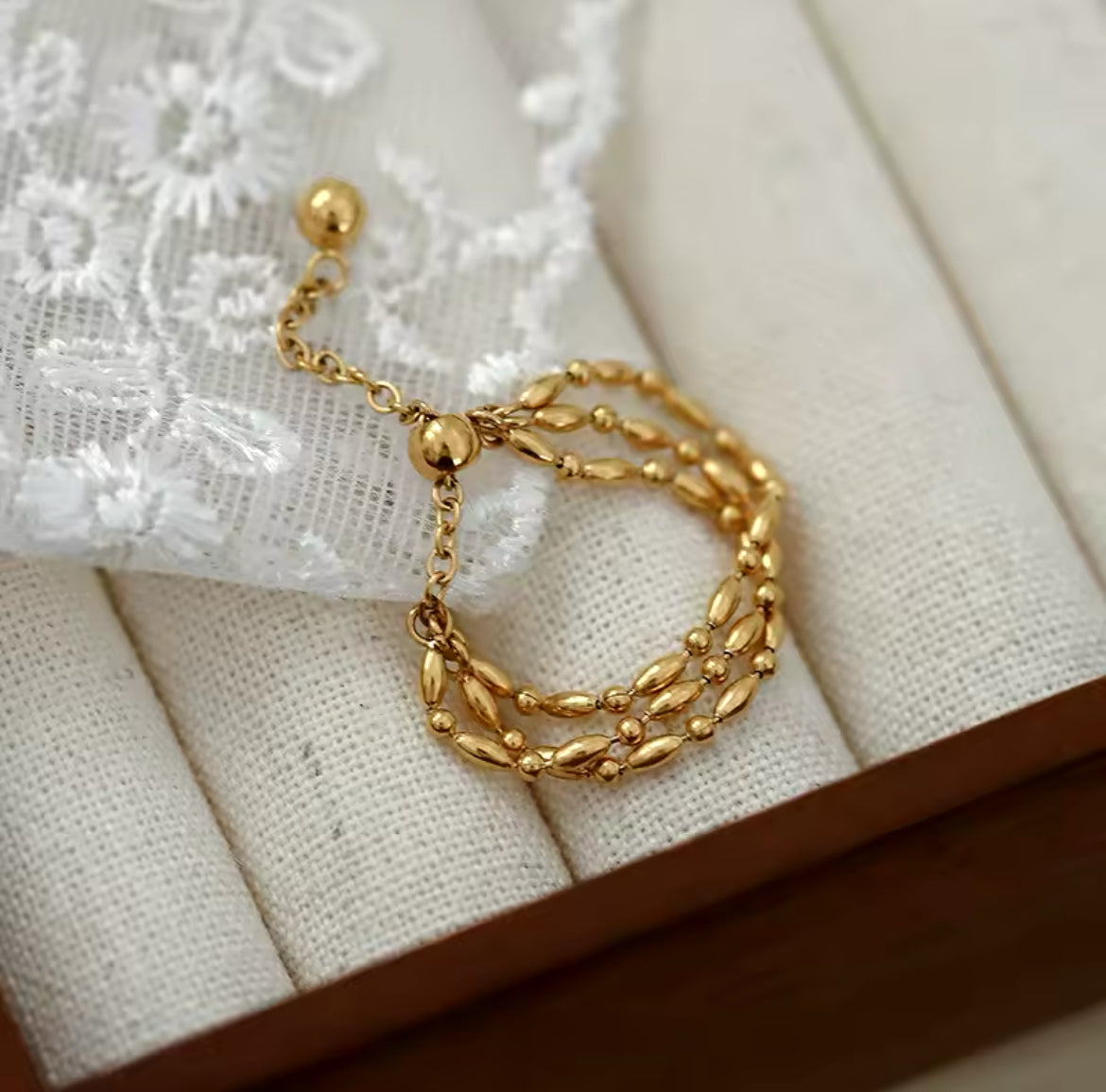 Fine Multilayer Chain Adjustable Ring