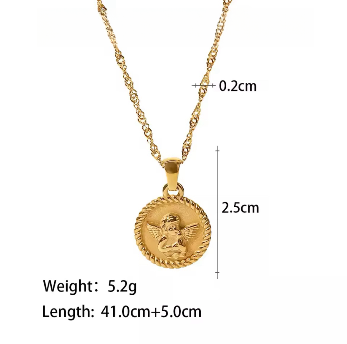 Angel Round Pendant Necklace