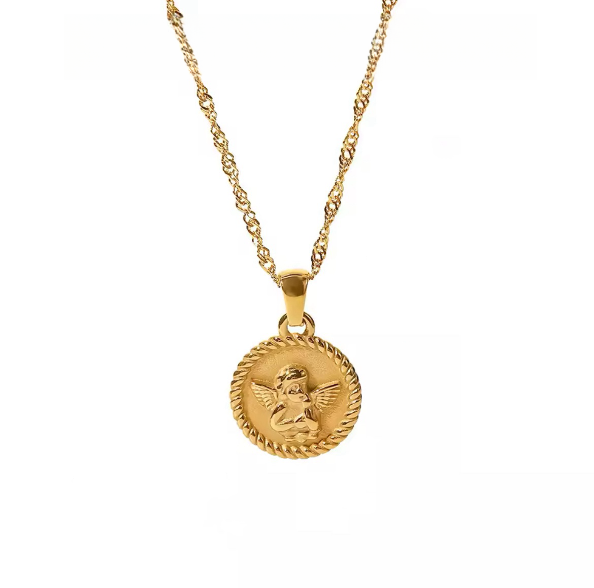 Angel Round Pendant Necklace