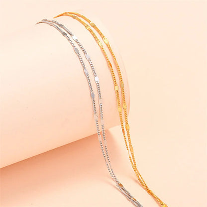 Fine Chain And Flat Bar Multilayer Bracelet