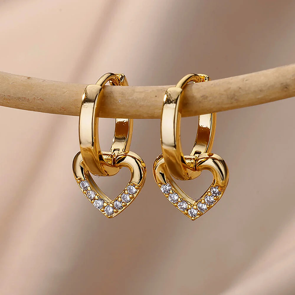 Hollow Heart Hoop Earrings