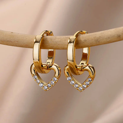 Hollow Heart Hoop Earrings