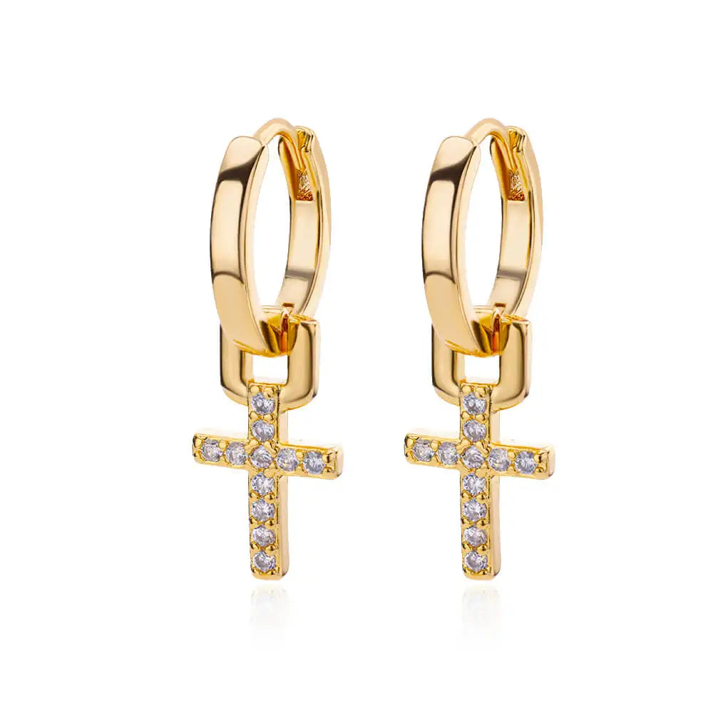 Zirconia Cross Dangle Earrings