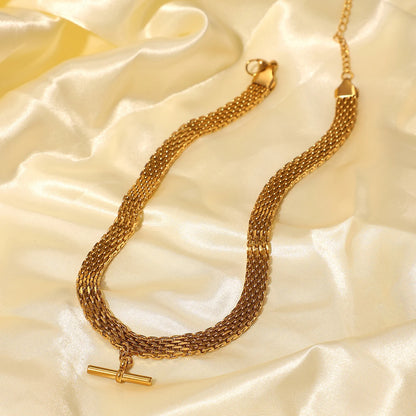 Minimalist T-Bar Pendant Chain Necklace