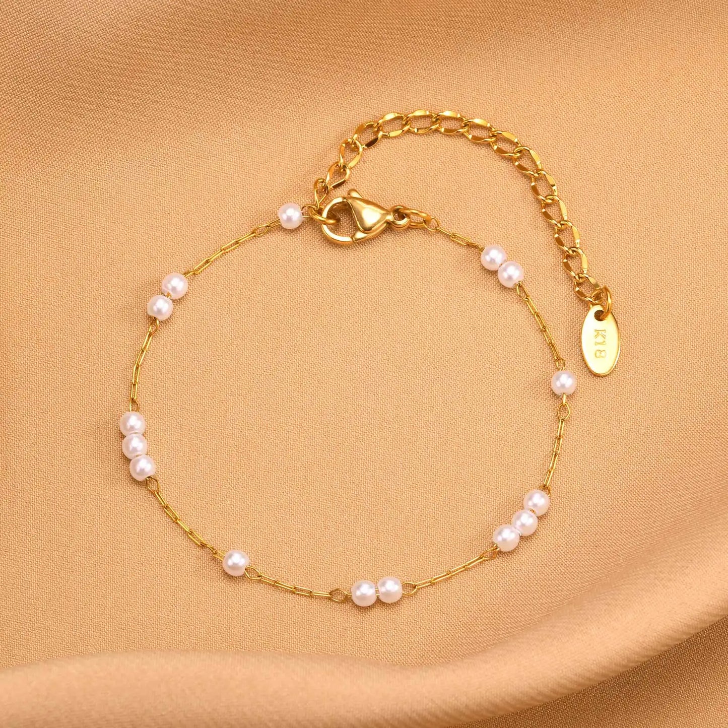 Pearl Beads Fine Chain Bracelet