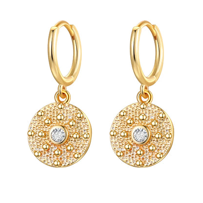 Round Coin Zirconia Earrings