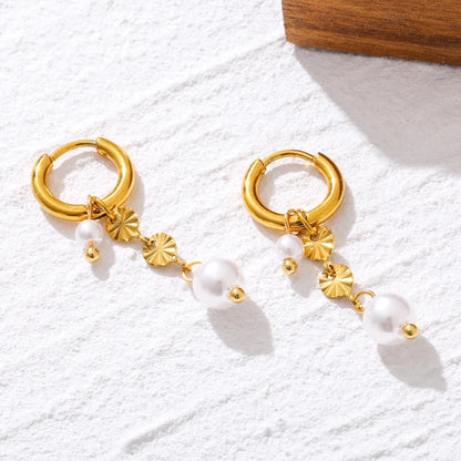 Double Pearl Drop Earrings