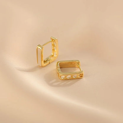 Square Heart Cut-Out Hoop Earrings