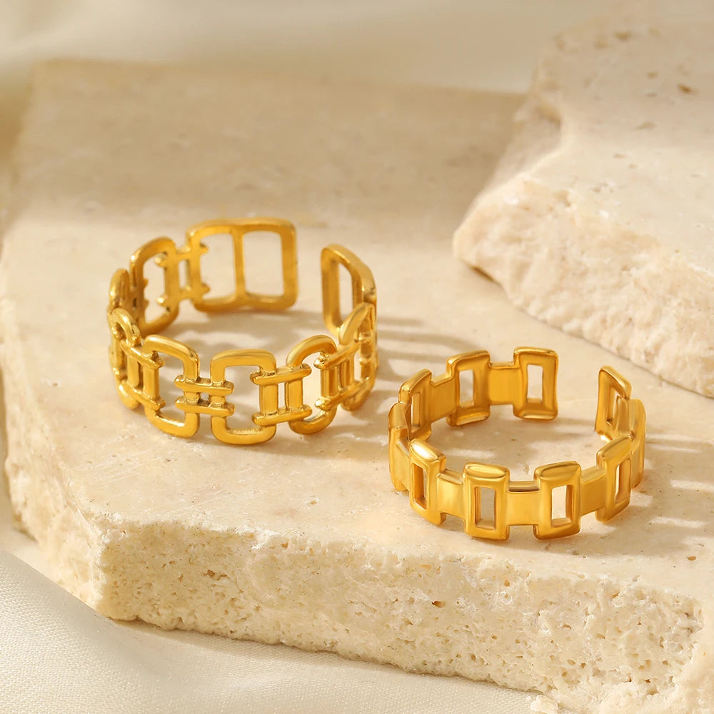 Geometric Square Adjustable Ring