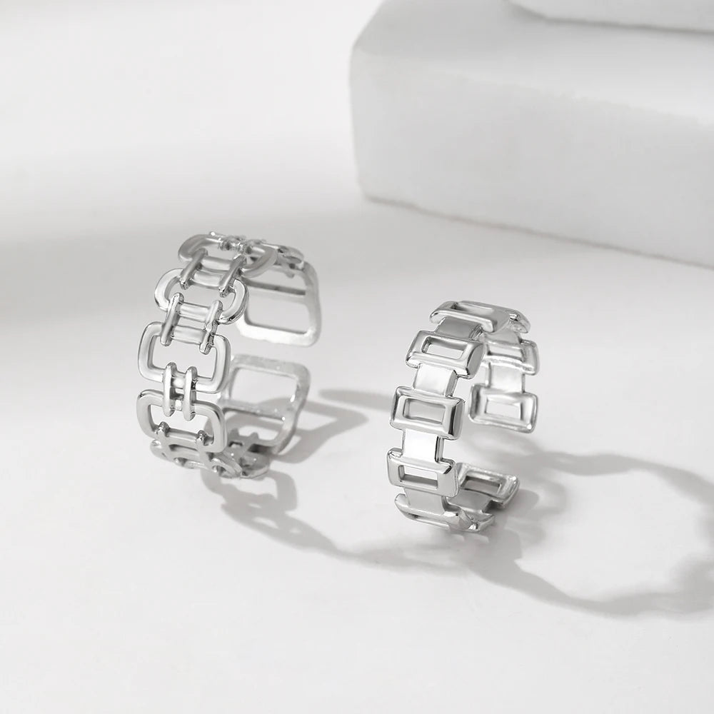 Geometric Square Adjustable Ring