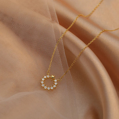 Hollow Circle Zirconia Necklace