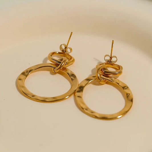 Drop Triple Hoop Earrings