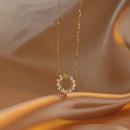 Hollow Circle Zirconia Necklace