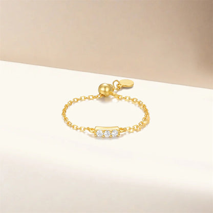 Zirconia Bar Fine Chain Adjustable Ring