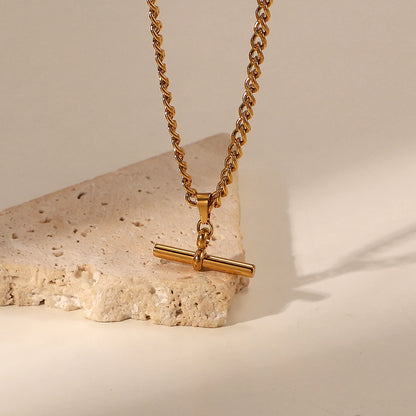 Minimalist T-Bar Pendant Chain Necklace