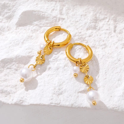 Double Pearl Drop Earrings