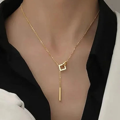 Square Pendant Fine Chain Necklace