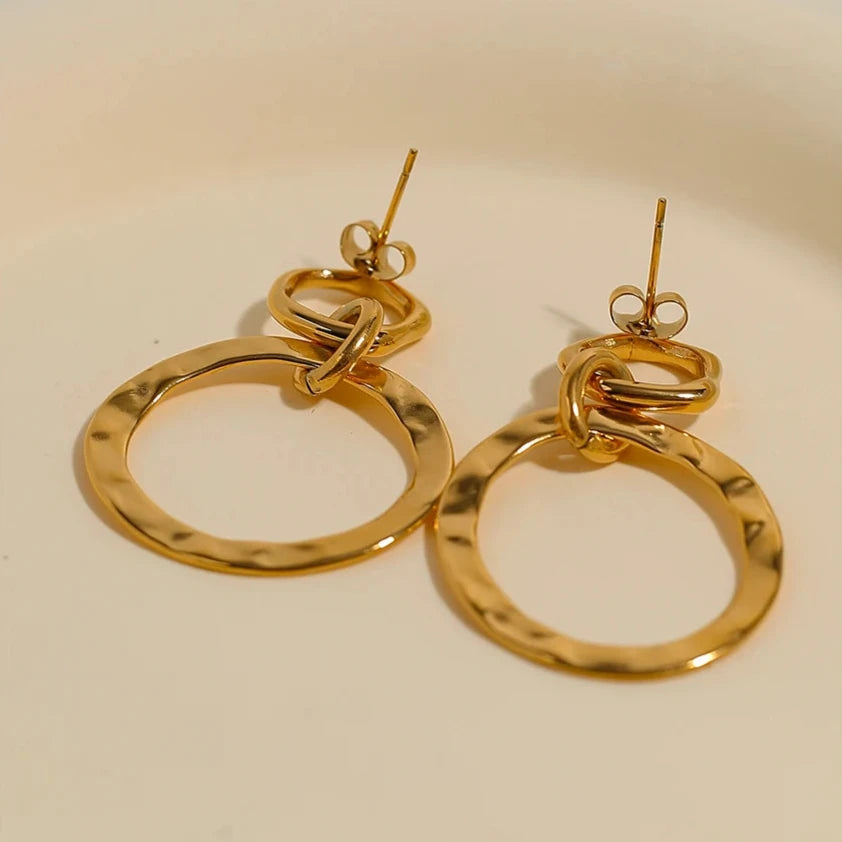 Drop Triple Hoop Earrings