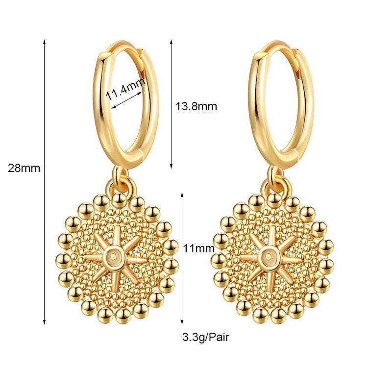 Round Sun Coin Earrings