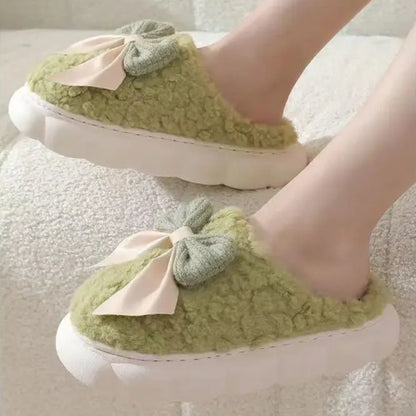 Anti-Slip Thick Platform Bow Indoor Slippers