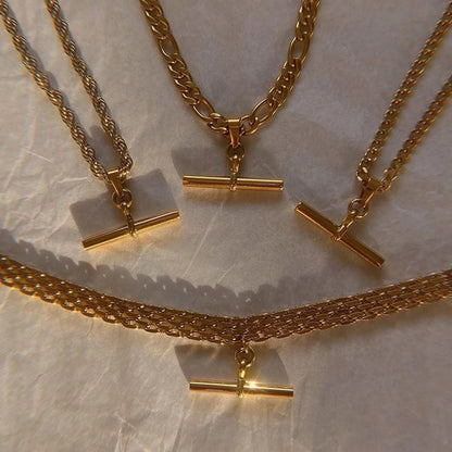 Minimalist T-Bar Pendant Chain Necklace